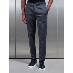 Arne Mens Slim Fit Side Adjuster Trousers Taupe Grey Stretch Cotton Pants 34R